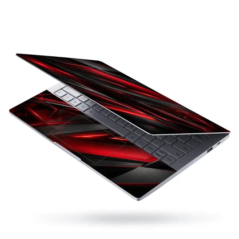Abstract Red Black Sharp Shards Laptop Skin - View 3