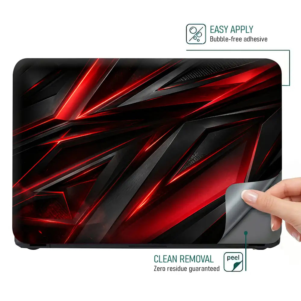 Abstract Red Black Sharp Shards Laptop Skin - View 4