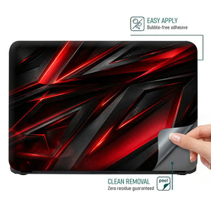 Abstract Red Black Sharp Shards Laptop Skin - View 4