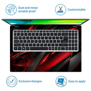 Abstract Red Black Sharp Shards Laptop Skin - View 5
