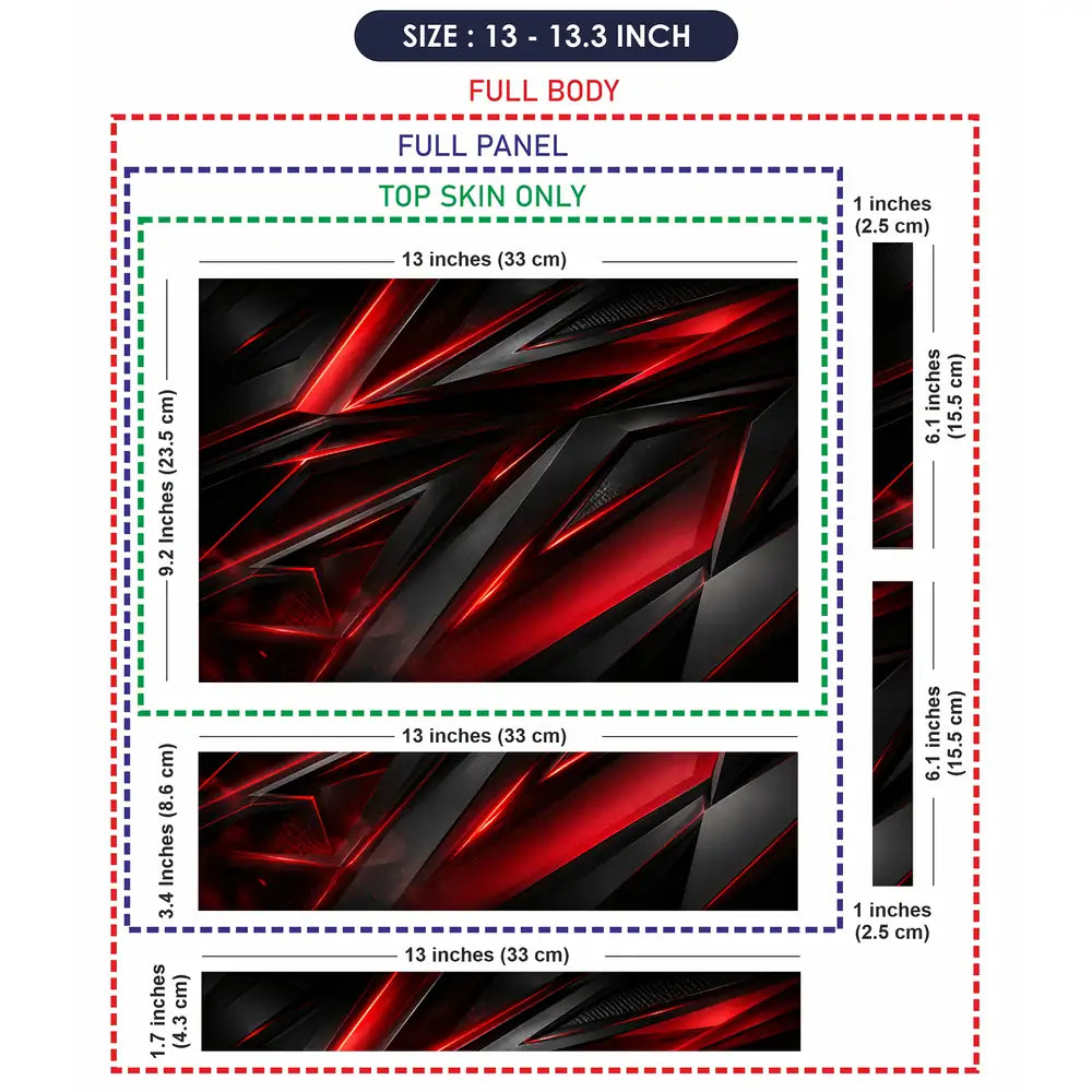Abstract Red Black Sharp Shards Laptop Skin - View 6