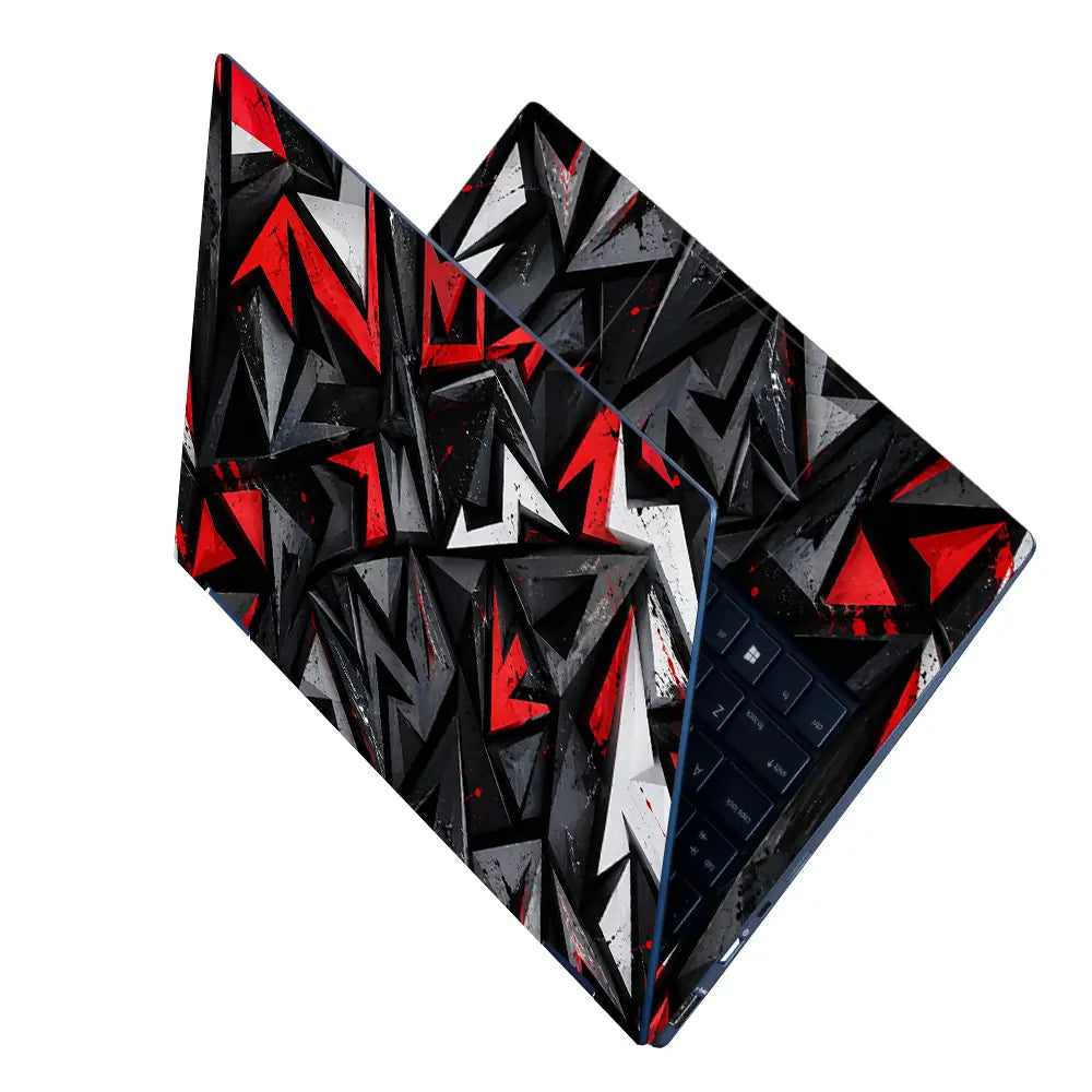 Abstract Shards Red Black Arrows Laptop Skin - View 2