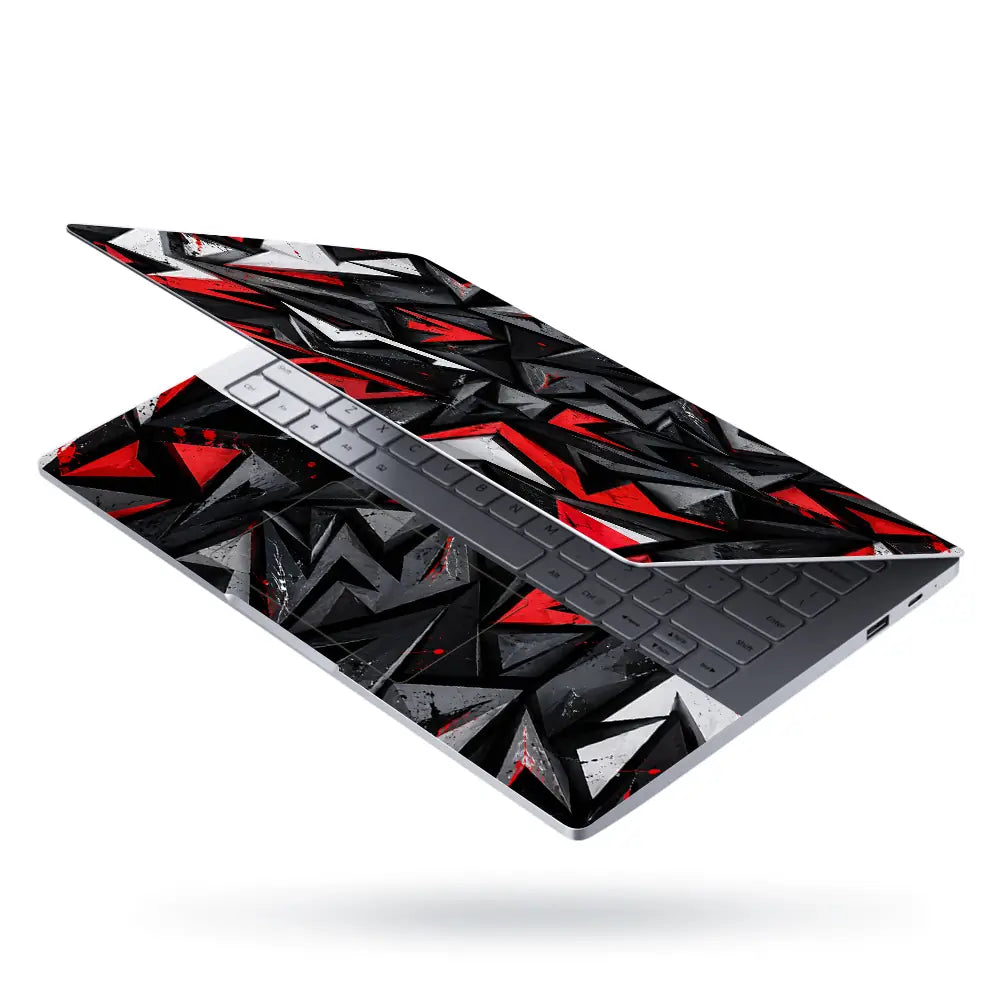 Abstract Shards Red Black Arrows Laptop Skin - View 3