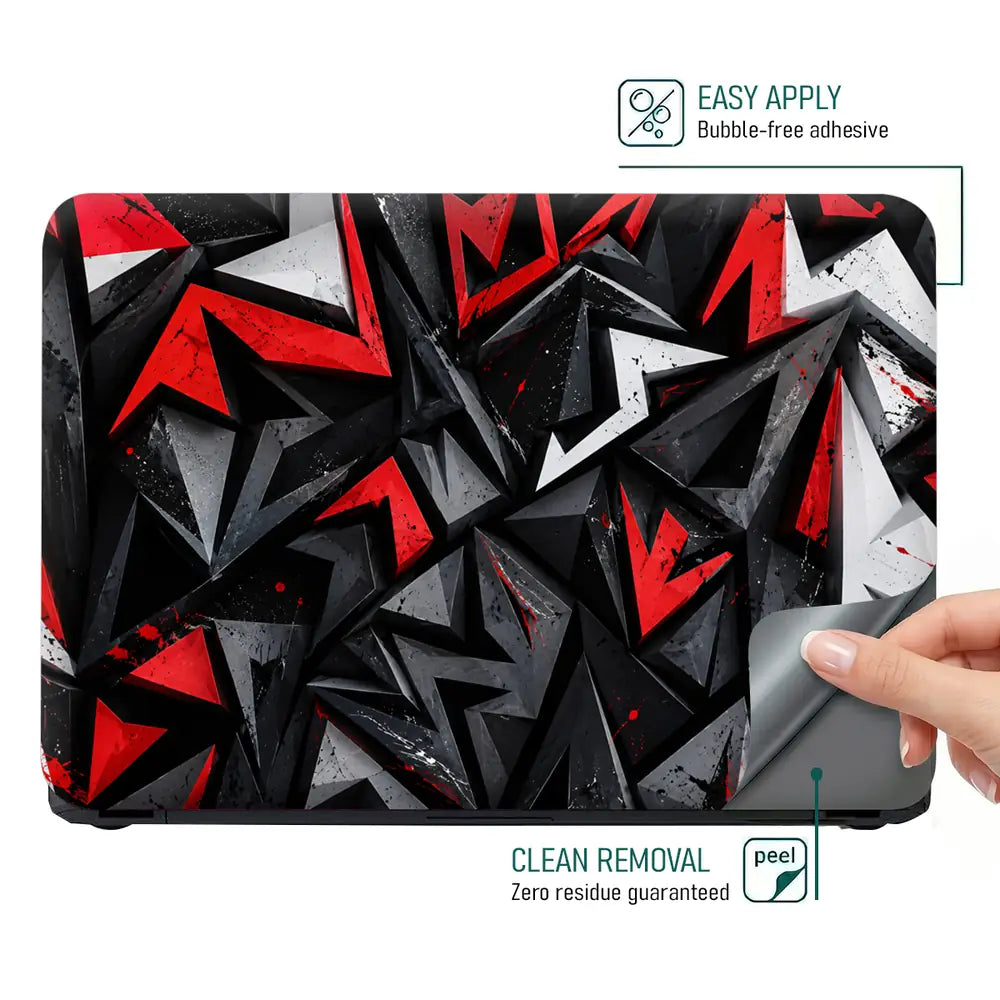 Abstract Shards Red Black Arrows Laptop Skin - View 4