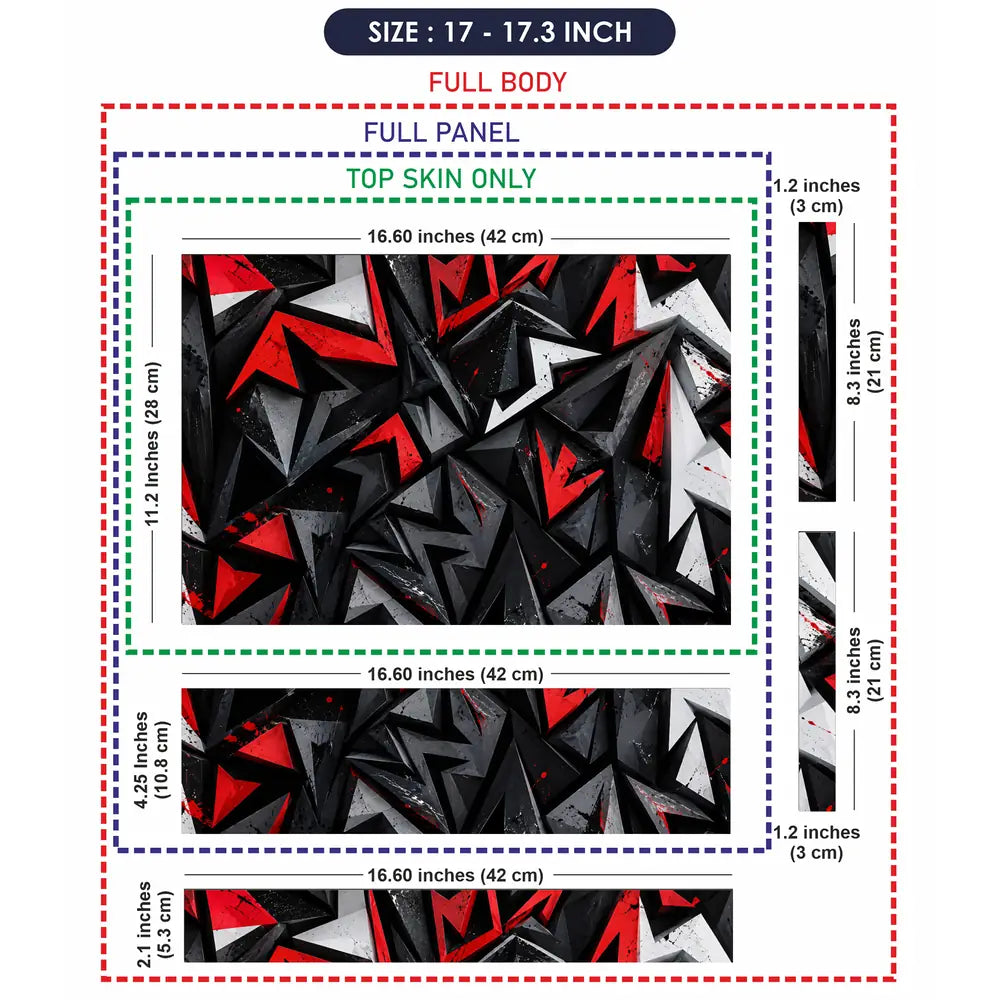 Abstract Shards Red Black Arrows Laptop Skin - View 9