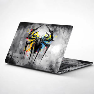 Abstract Spider Art With Color Splashes Laptop Skin - View 1