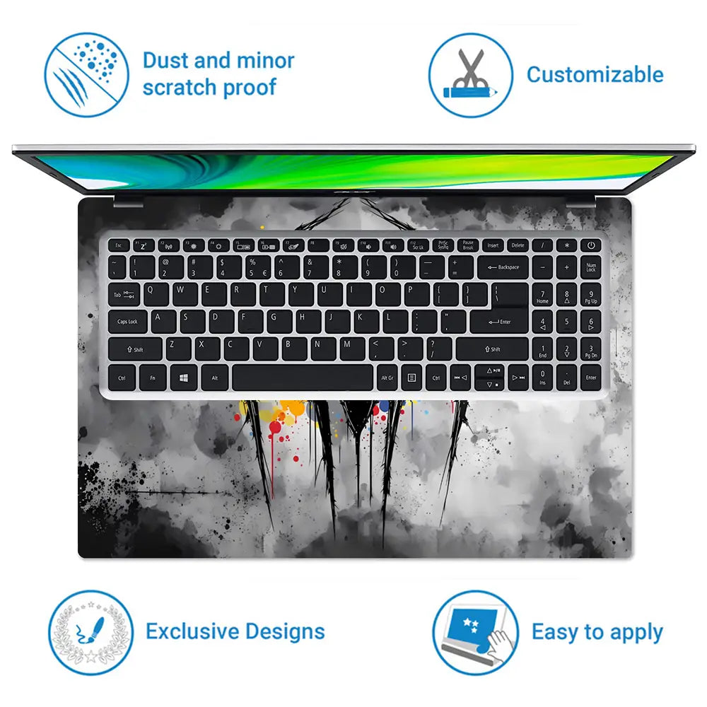Abstract Spider Art With Color Splashes Laptop Skin - View 5