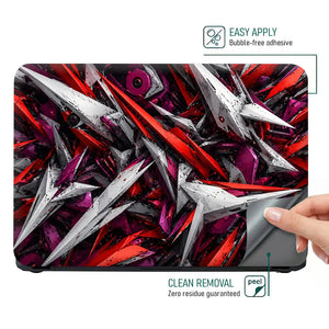 Abstract Spikes Red White Purple Laptop Skin - View 4