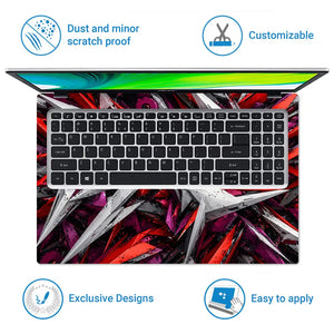 Abstract Spikes Red White Purple Laptop Skin - View 5