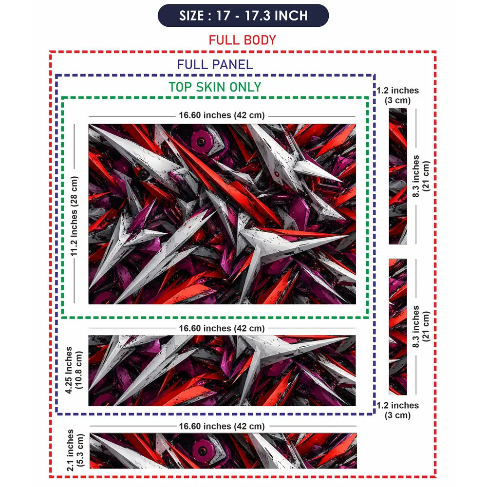 Abstract Spikes Red White Purple Laptop Skin - View 9