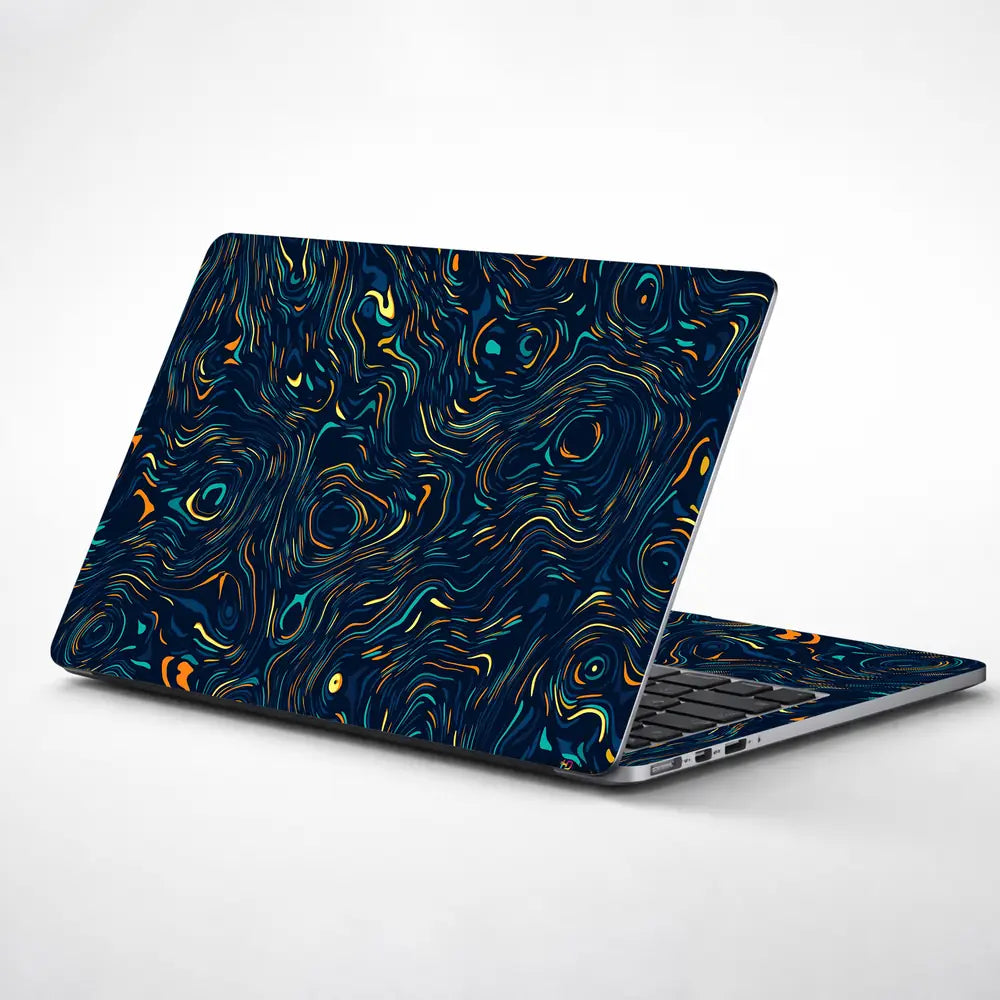 Abstract Swirling Colors On Dark Background Laptop Skin - View 1