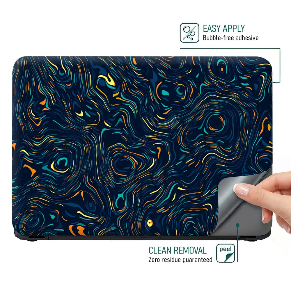 Abstract Swirling Colors On Dark Background Laptop Skin - View 4