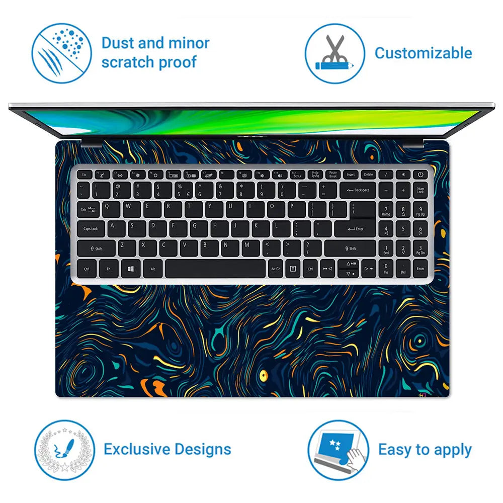 Abstract Swirling Colors On Dark Background Laptop Skin - View 5