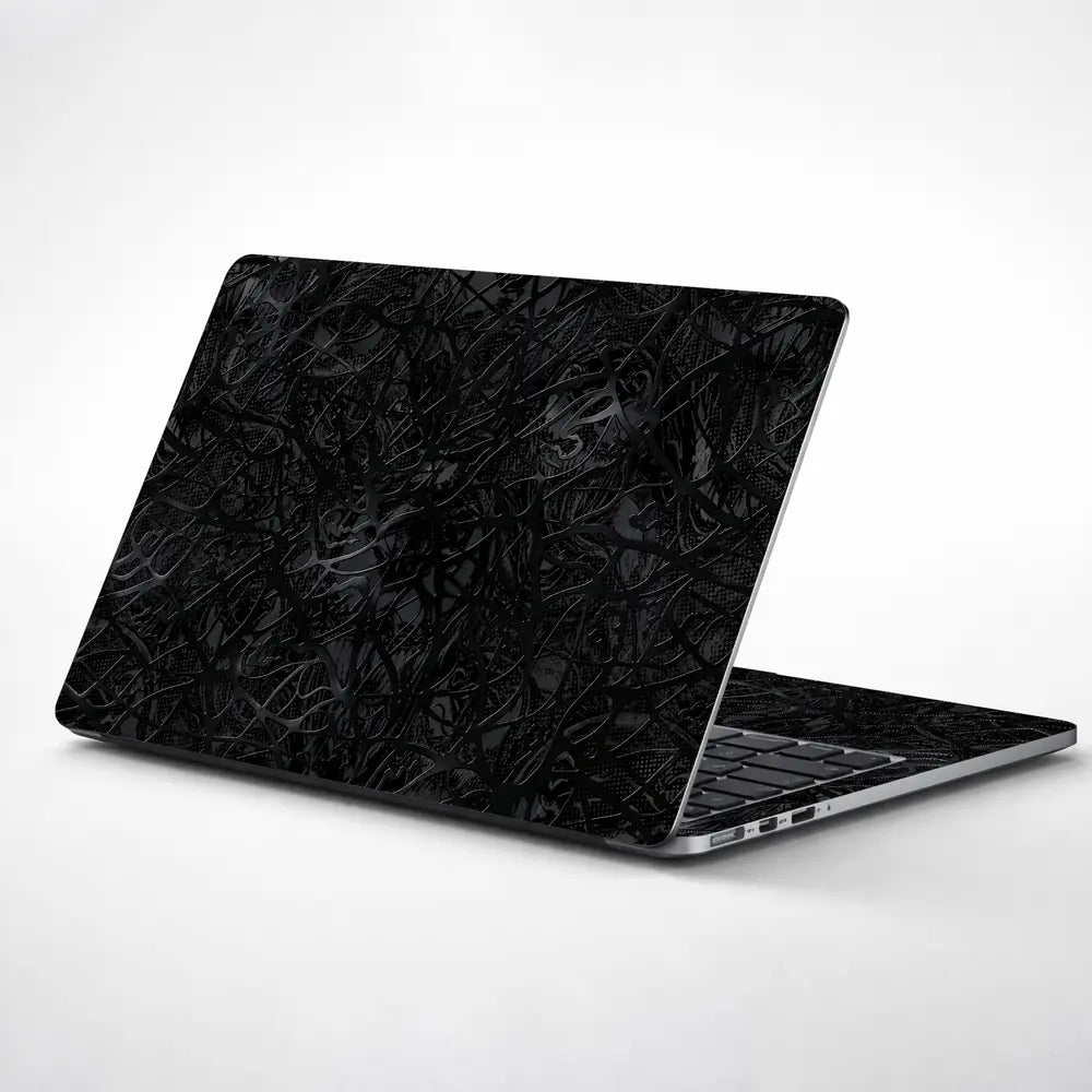 Abstract Tangled Mesh Black Laptop Skin - View 1