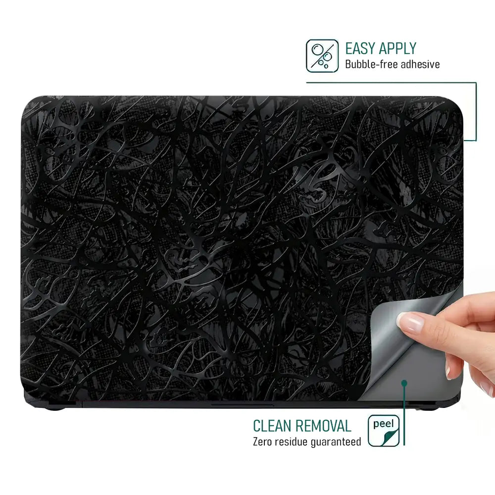 Abstract Tangled Mesh Black Laptop Skin - View 4