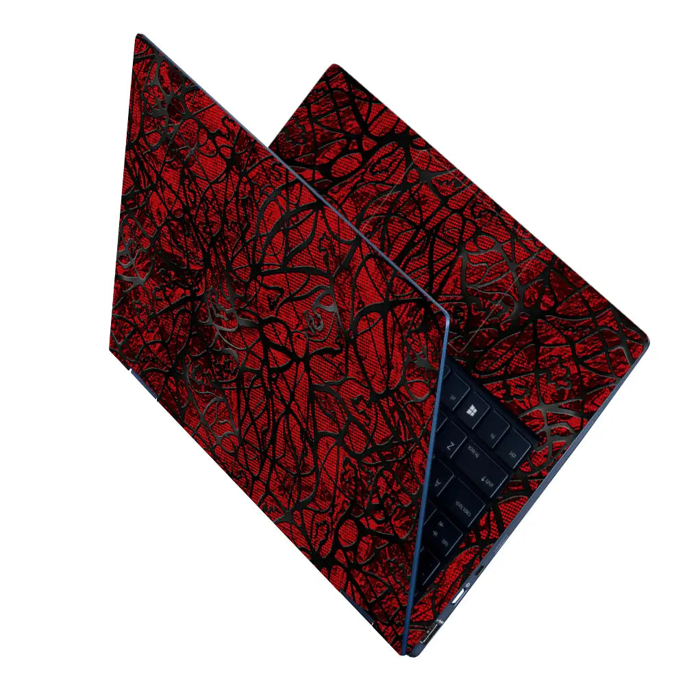 Abstract Tangled Mesh Red Laptop Skin - View 2
