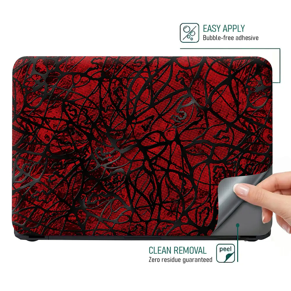 Abstract Tangled Mesh Red Laptop Skin - View 4