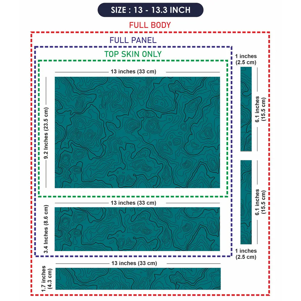Abstract Teal Contour Lines Pattern Laptop Skin - View 6