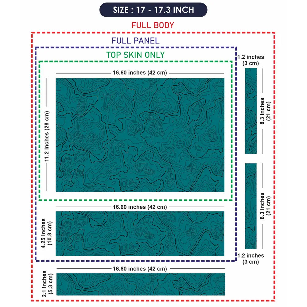 Abstract Teal Contour Lines Pattern Laptop Skin - View 9