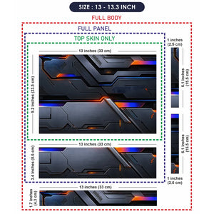 Abstract Tech Carbon Orange Blue Lines Laptop Skin - View 6