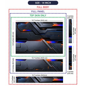 Abstract Tech Carbon Orange Blue Lines Laptop Skin - View 7