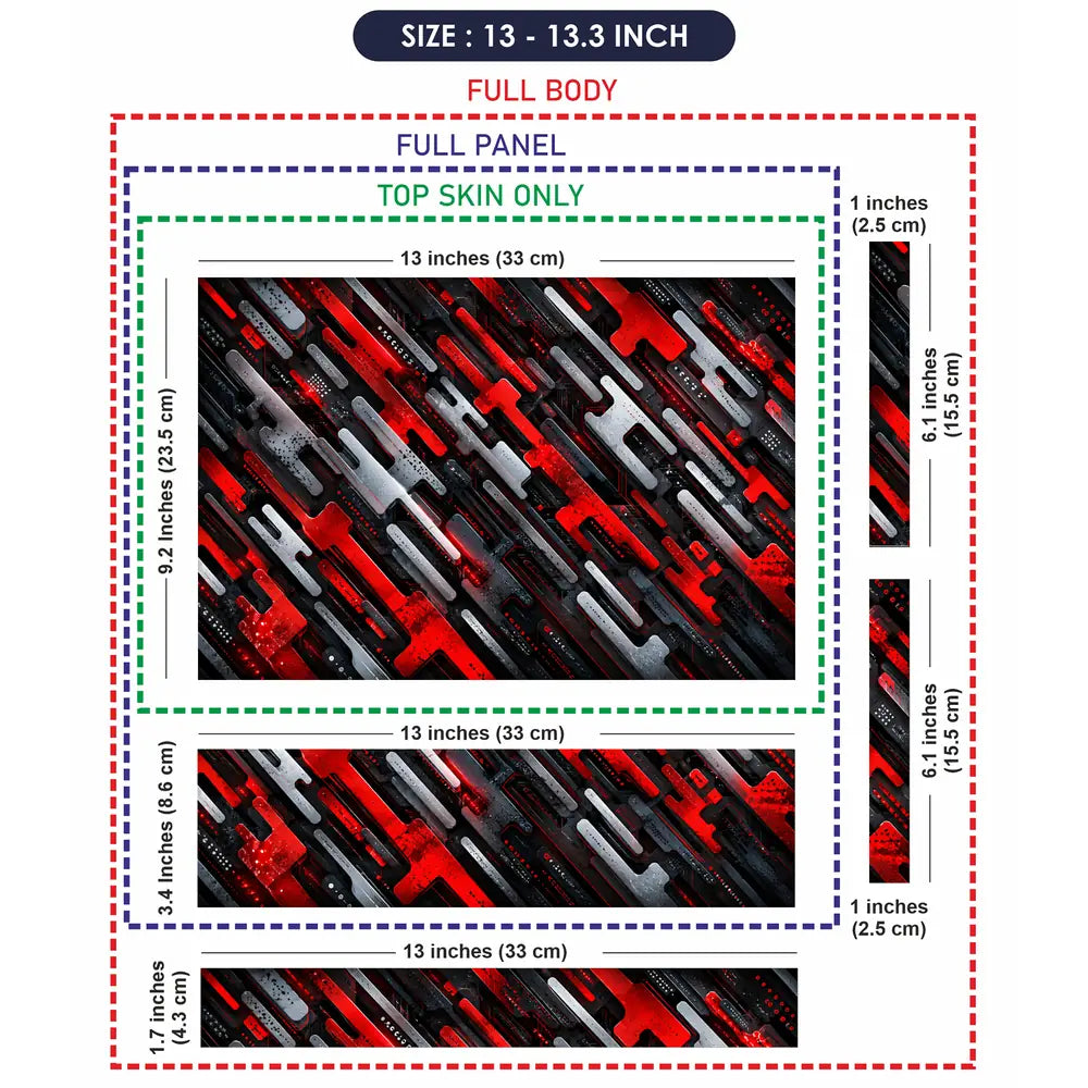 Abstract Tech Red Bars Circuit Laptop Skin - View 6