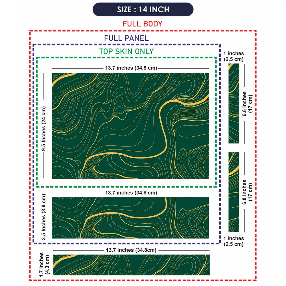 Abstract Topographic Lines Gold Green Laptop Skin - View 7
