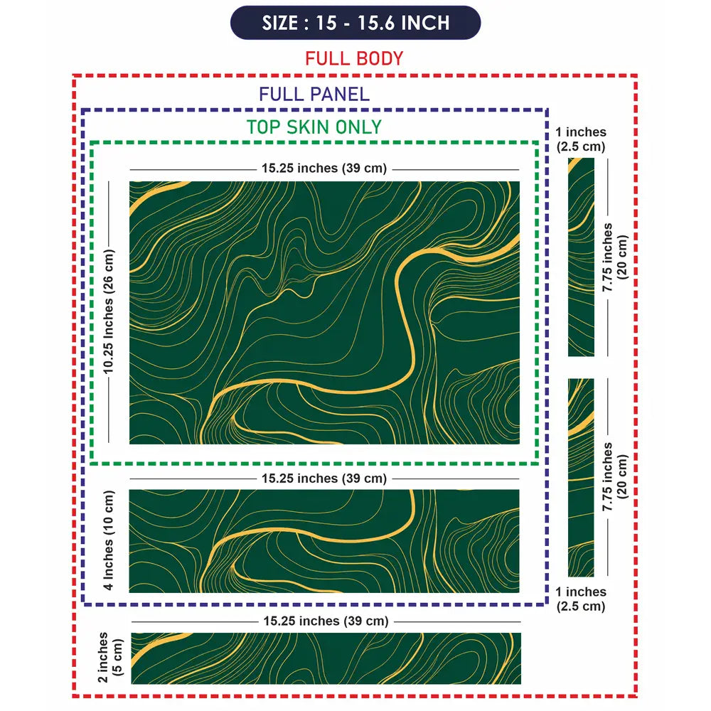 Abstract Topographic Lines Gold Green Laptop Skin - View 8