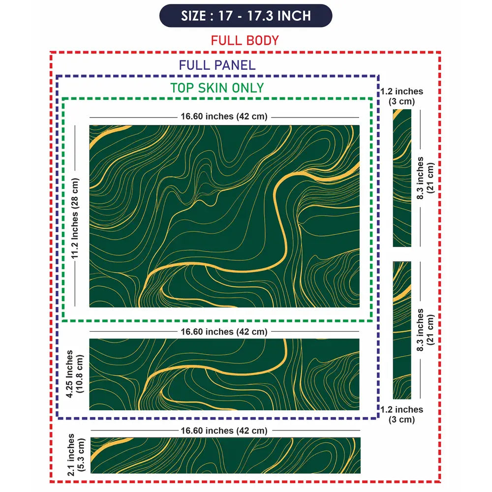 Abstract Topographic Lines Gold Green Laptop Skin - View 9