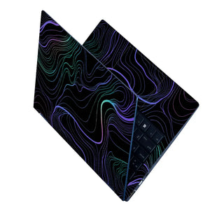 Abstract Topographic Lines Purple Teal Laptop Skin - View 2