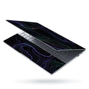 Abstract Topographic Lines Purple Teal Laptop Skin - View 3