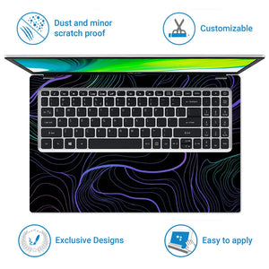 Abstract Topographic Lines Purple Teal Laptop Skin - View 5