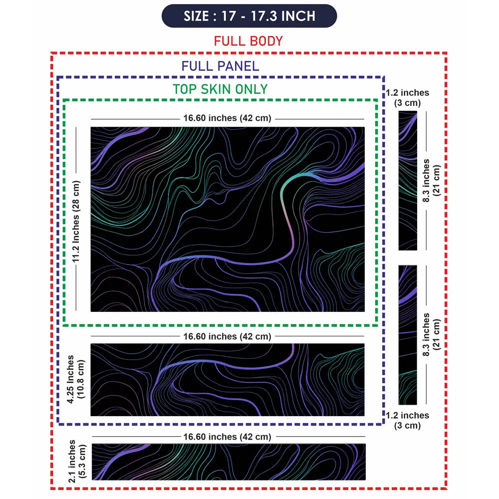 Abstract Topographic Lines Purple Teal Laptop Skin - View 9
