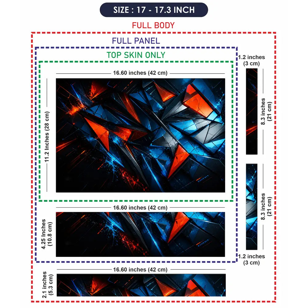 Abstract Triangles Orange Blue Energy Laptop Skin - View 9