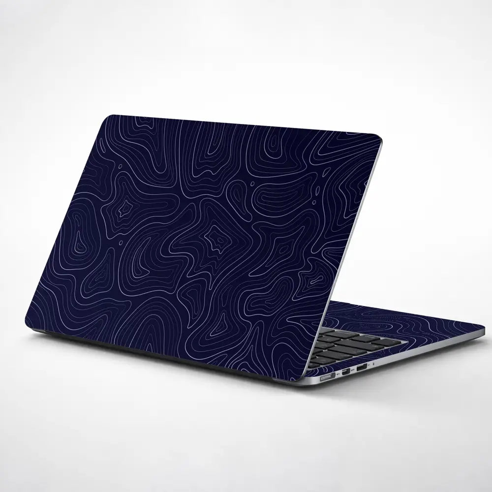 Abstract Wavy Lines On Dark Background Laptop Skin - View 1