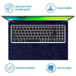 Abstract Wavy Lines On Dark Background Laptop Skin - View 5