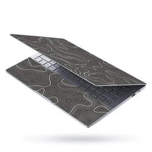 Abstract White Line Patterns On Dark Background Laptop Skin - View 3