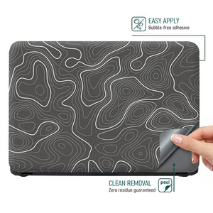 Abstract White Line Patterns On Dark Background Laptop Skin - View 4