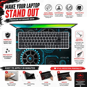 Active Life Cyan Gears Laptop Skin - View 5
