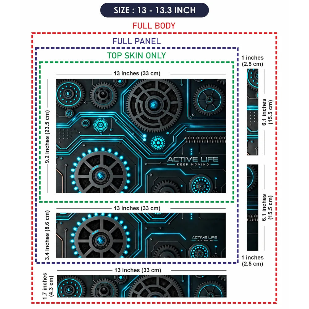 Active Life Cyan Gears Laptop Skin - View 6