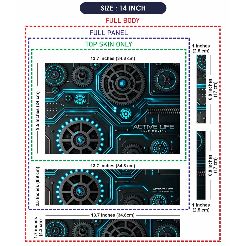Active Life Cyan Gears Laptop Skin - View 7