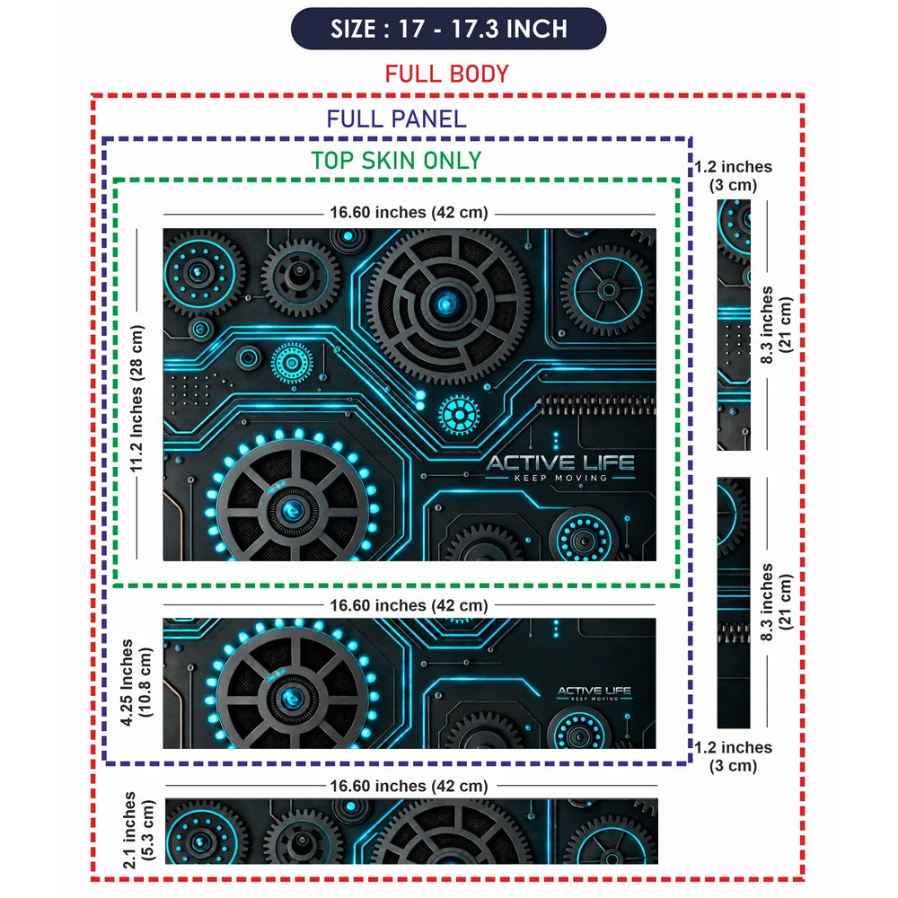 Active Life Cyan Gears Laptop Skin - View 9