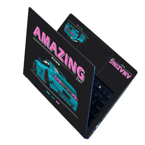 Amazing Stance Teal Sports Car Laptop Skin - View 2