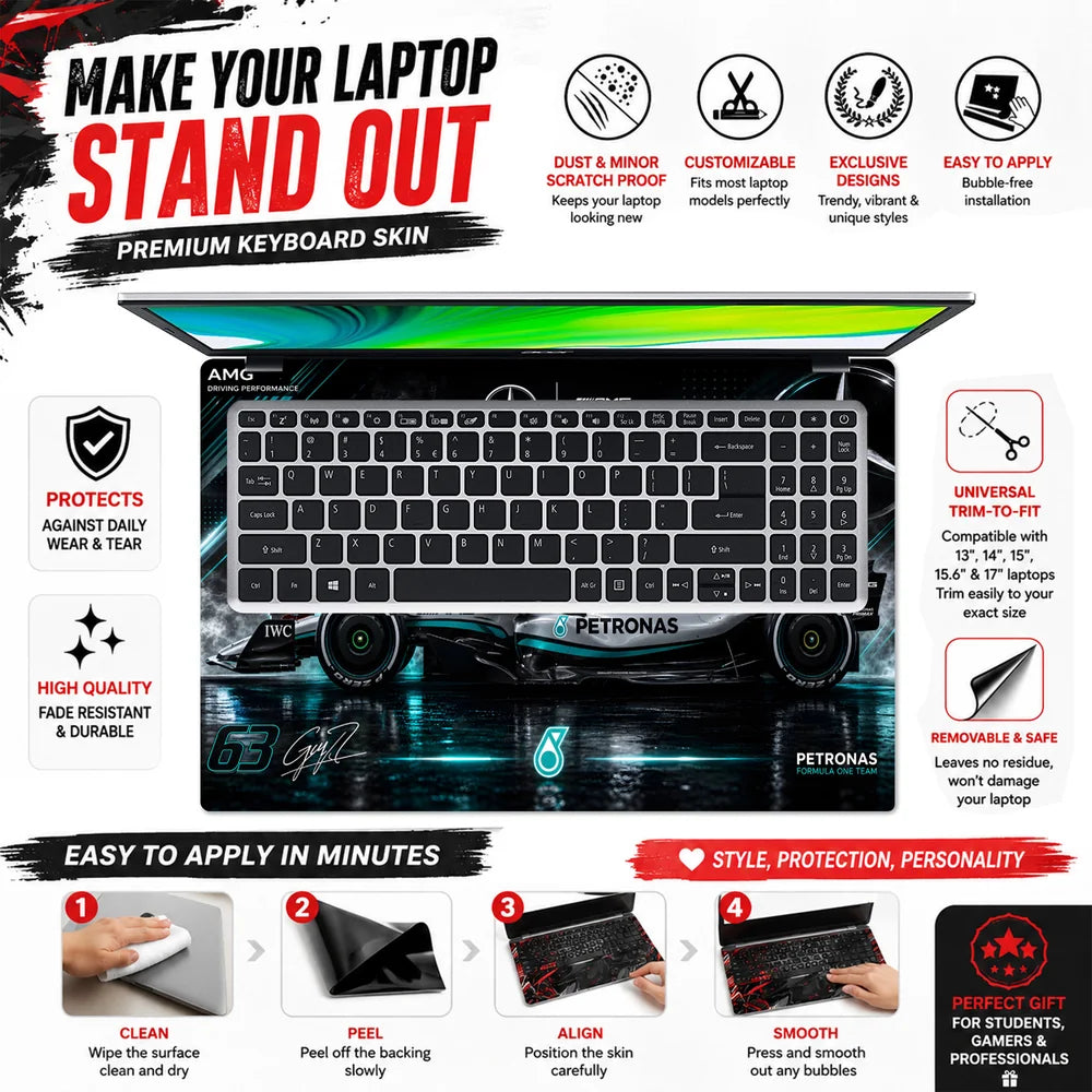 AMG Formula One Teal 63 Laptop Skin - View 5