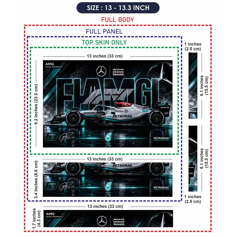 AMG Formula One Teal 63 Laptop Skin - View 6