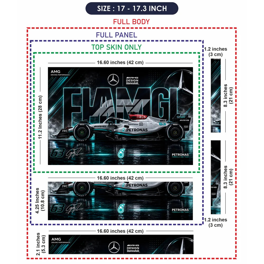 AMG Formula One Teal 63 Laptop Skin - View 9