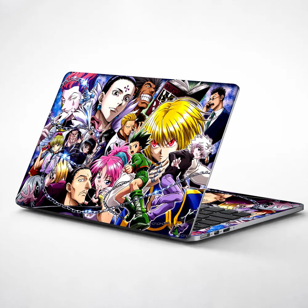 Anime Character Collage in Vibrant Colors Laptop Skin - View 1