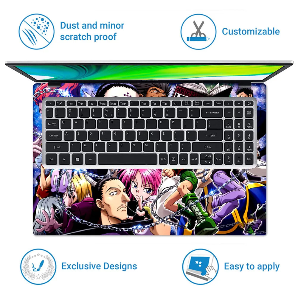 Anime Character Collage in Vibrant Colors Laptop Skin - View 5