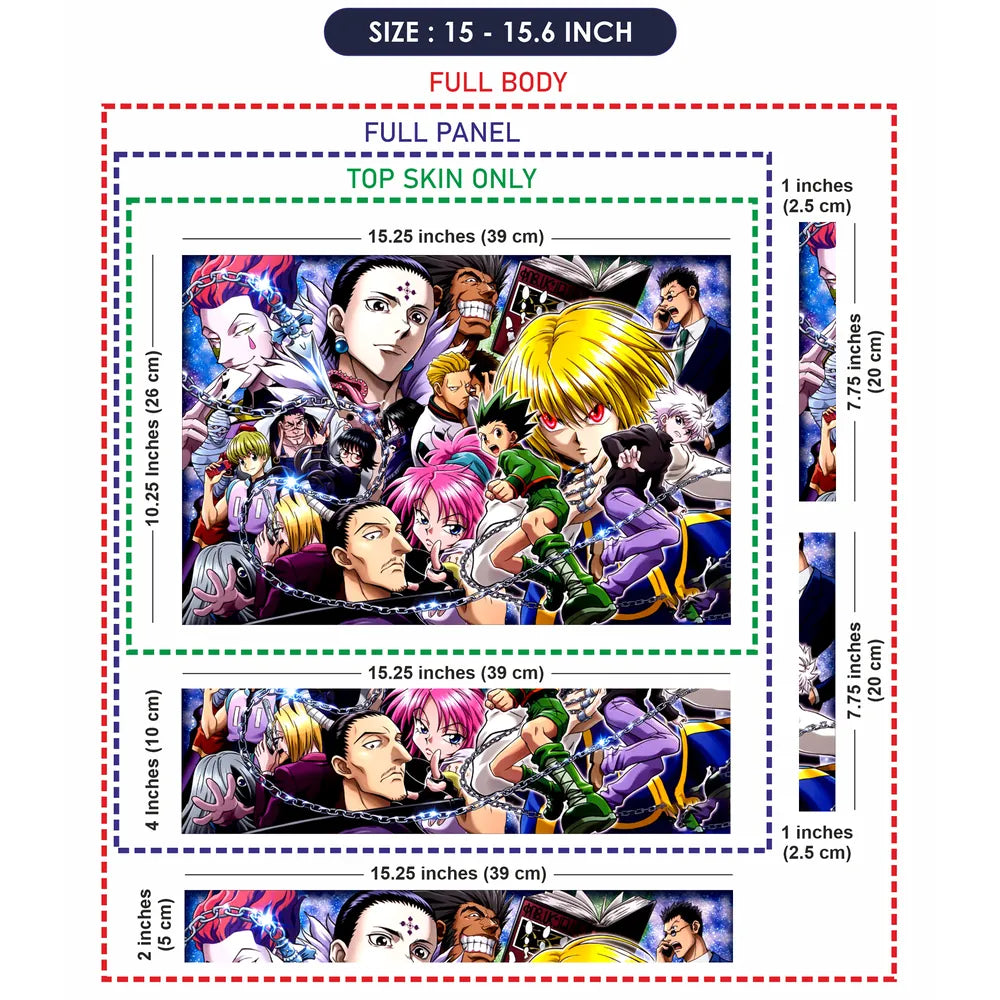 Anime Character Collage in Vibrant Colors Laptop Skin - View 8