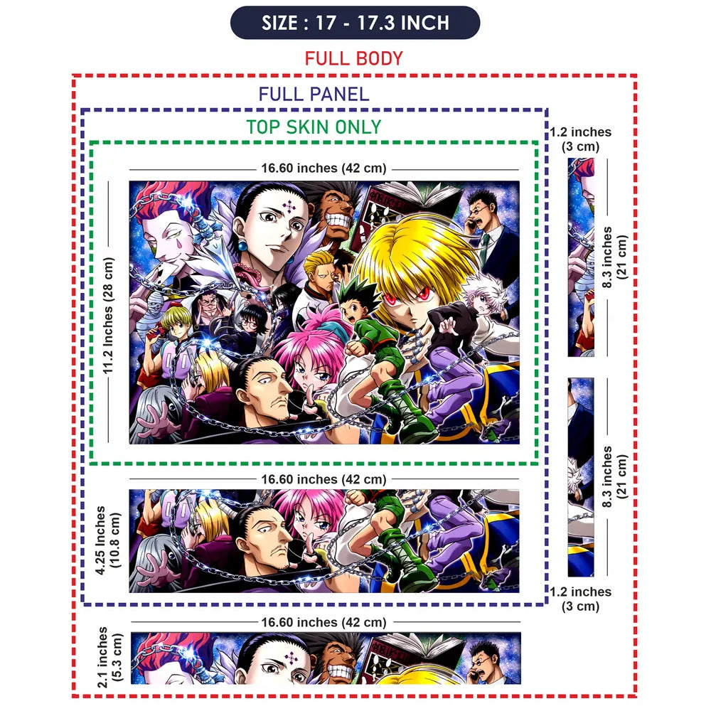 Anime Character Collage in Vibrant Colors Laptop Skin - View 9